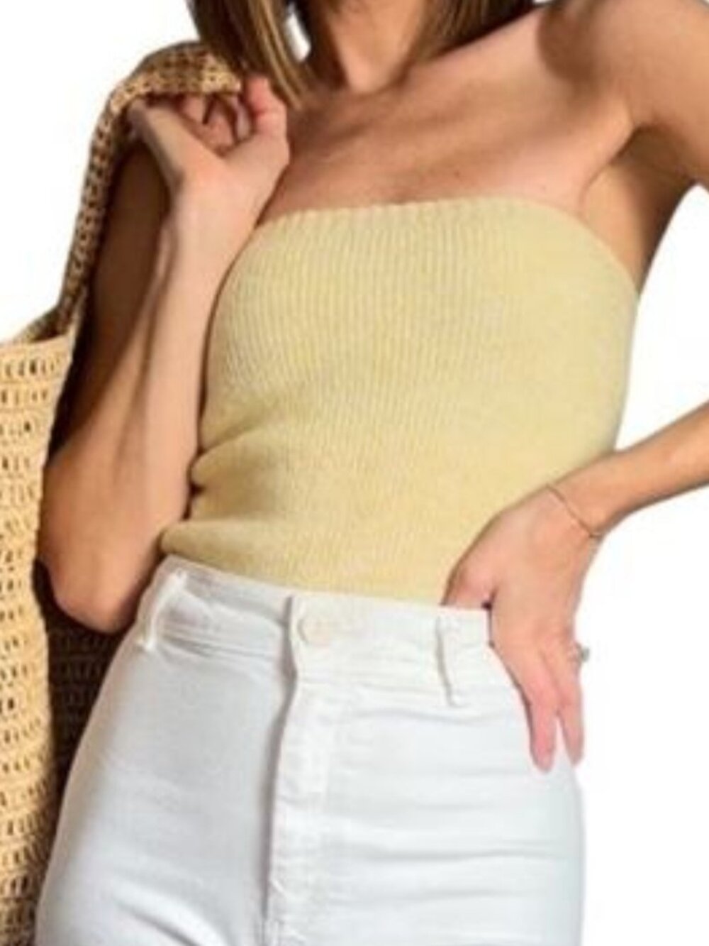 Sezane Orianna Yellow Tube Top